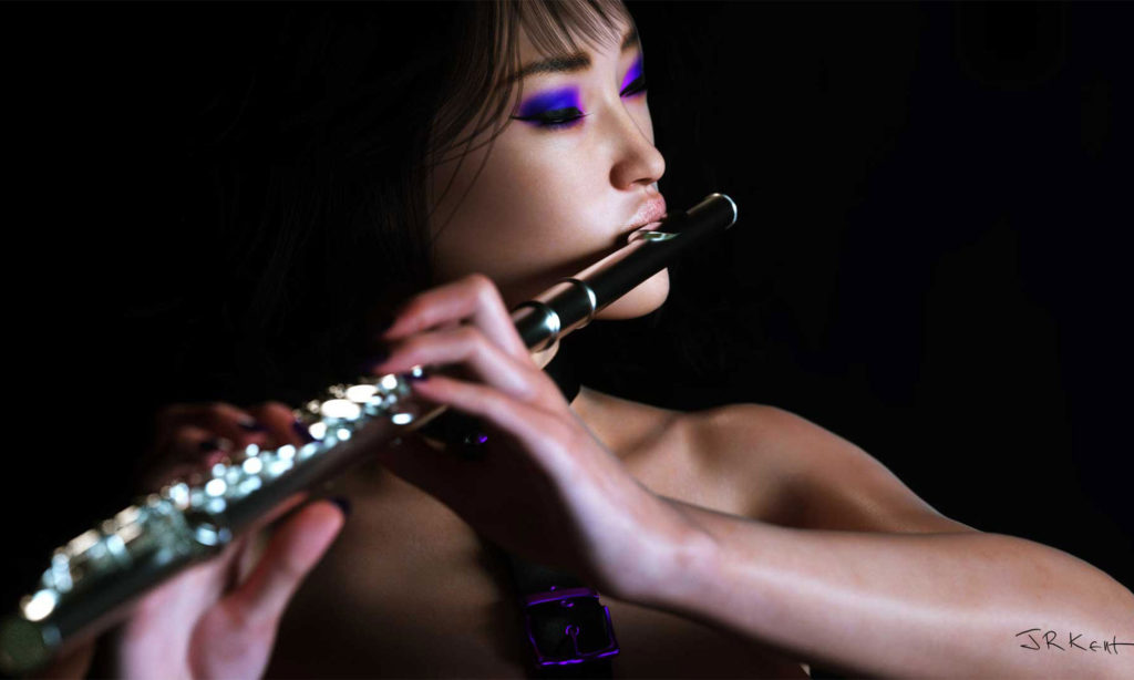 Octane Render: Girl Playing a Flute, courtesy John Kent